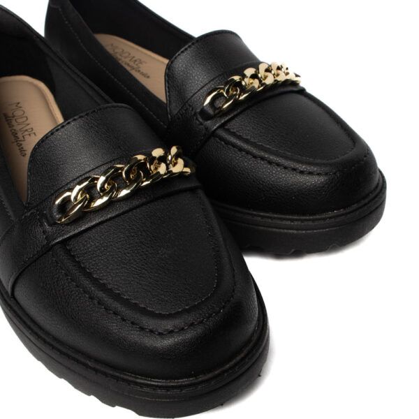 Mocassim Feminino Modare com Detalhe Dourado Preto - Imagem 2
