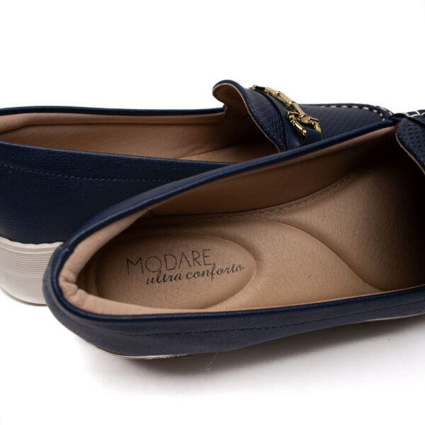 Mocassim Feminino Modare em Napa com Detalhe Dourado e Costuras Marinho - Imagem 5