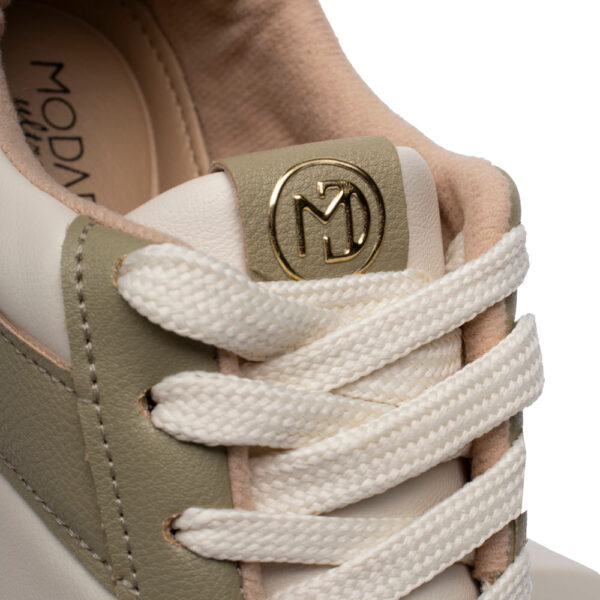 Tênis Feminino Modare com Recortes Off White/verde - Imagem 5